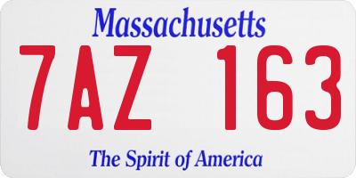 MA license plate 7AZ163