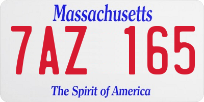 MA license plate 7AZ165