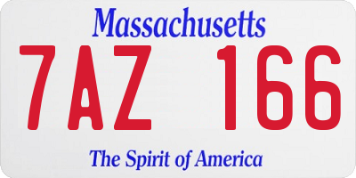 MA license plate 7AZ166