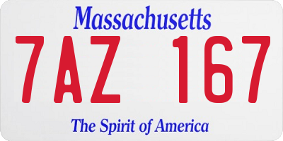 MA license plate 7AZ167