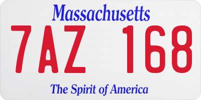 MA license plate 7AZ168