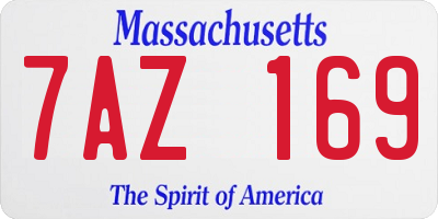 MA license plate 7AZ169