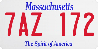 MA license plate 7AZ172