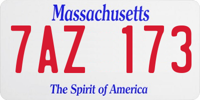 MA license plate 7AZ173