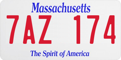 MA license plate 7AZ174