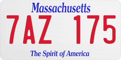 MA license plate 7AZ175