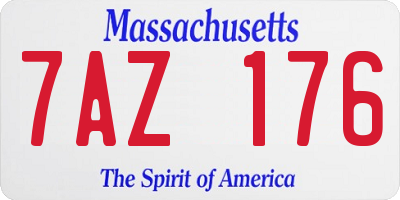 MA license plate 7AZ176