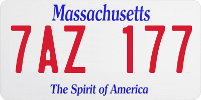 MA license plate 7AZ177