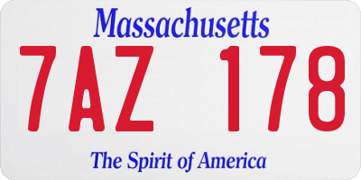 MA license plate 7AZ178