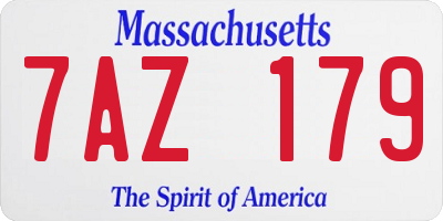 MA license plate 7AZ179
