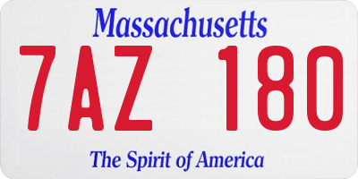 MA license plate 7AZ180