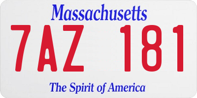MA license plate 7AZ181