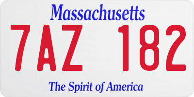 MA license plate 7AZ182