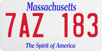 MA license plate 7AZ183