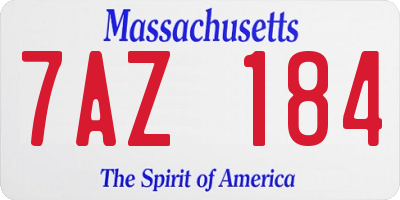MA license plate 7AZ184