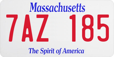 MA license plate 7AZ185