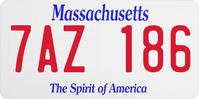 MA license plate 7AZ186