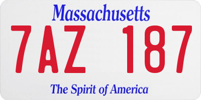 MA license plate 7AZ187