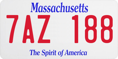 MA license plate 7AZ188