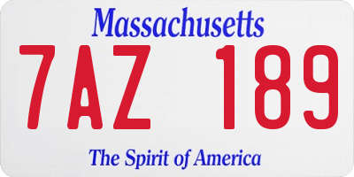 MA license plate 7AZ189
