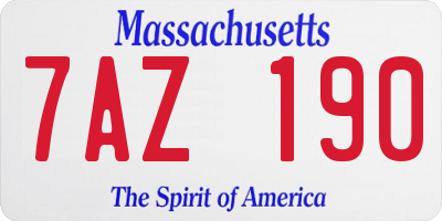 MA license plate 7AZ190