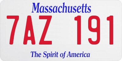 MA license plate 7AZ191