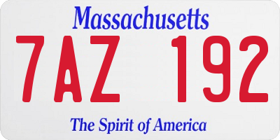 MA license plate 7AZ192