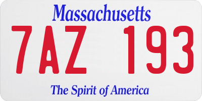 MA license plate 7AZ193