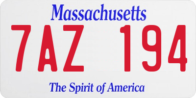MA license plate 7AZ194