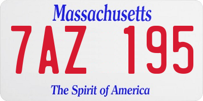 MA license plate 7AZ195
