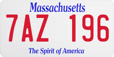 MA license plate 7AZ196