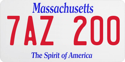MA license plate 7AZ200