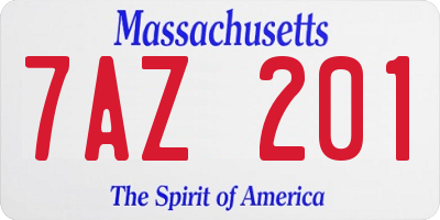 MA license plate 7AZ201
