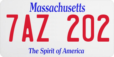 MA license plate 7AZ202