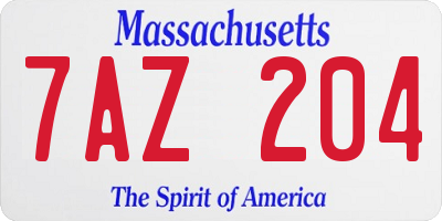 MA license plate 7AZ204