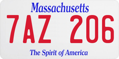MA license plate 7AZ206