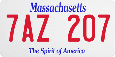 MA license plate 7AZ207