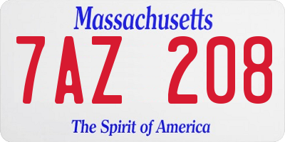 MA license plate 7AZ208