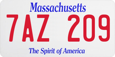 MA license plate 7AZ209