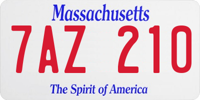 MA license plate 7AZ210