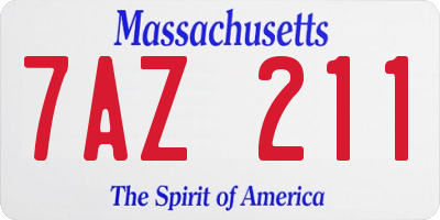 MA license plate 7AZ211