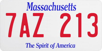 MA license plate 7AZ213