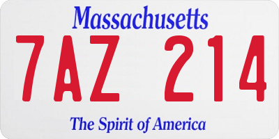 MA license plate 7AZ214