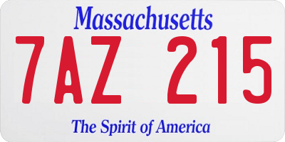 MA license plate 7AZ215