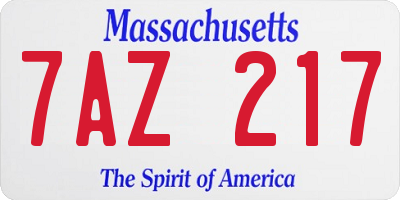 MA license plate 7AZ217