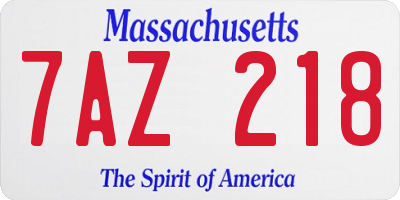 MA license plate 7AZ218