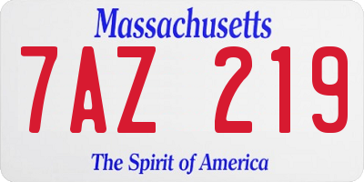 MA license plate 7AZ219