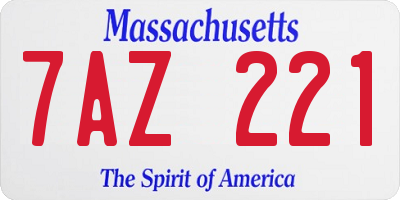 MA license plate 7AZ221
