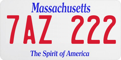 MA license plate 7AZ222
