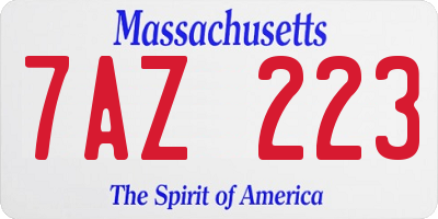 MA license plate 7AZ223